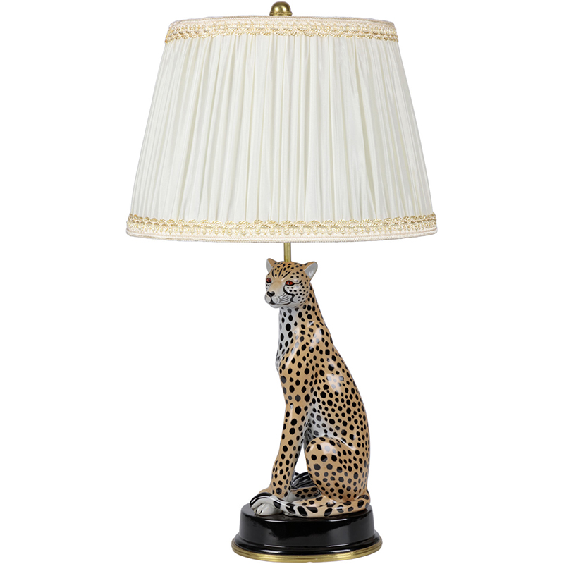 Настольная лампа с абажуром Leopard Table Lamp Кремовый Коричневый Черный в Сочи | Loft Concept 