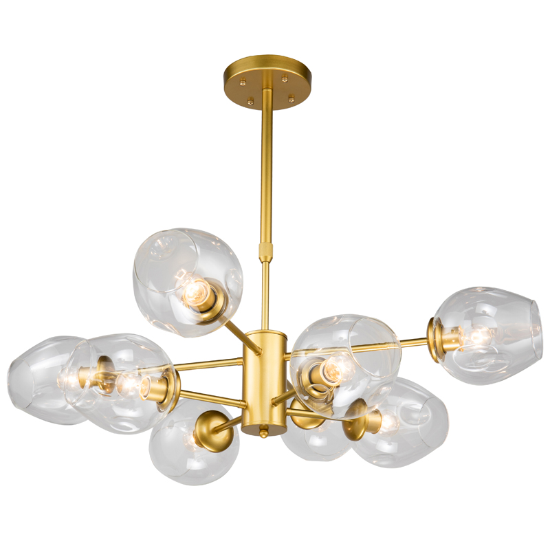 Люстра Branching Bubble Chandelier gold 8 Глянцевое золото Прозрачный в Сочи | Loft Concept 