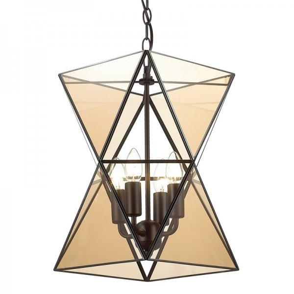 Люстра PolyPyramid Glass Pendant 4 Cognac Прозрачный в Сочи | Loft Concept 