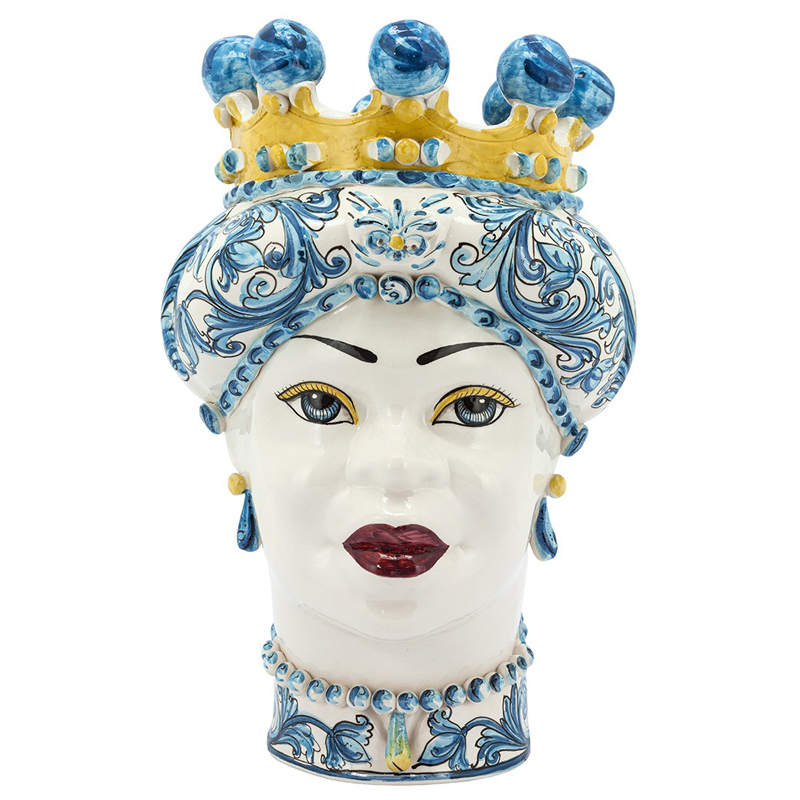 Ваза VASE MORO LADY CROWN blue Желтый Синий в Сочи | Loft Concept 