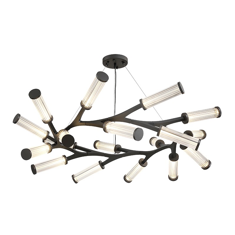 Люстра Cylinder Branches Chandelier Ring Black Черный Прозрачный в Сочи | Loft Concept 