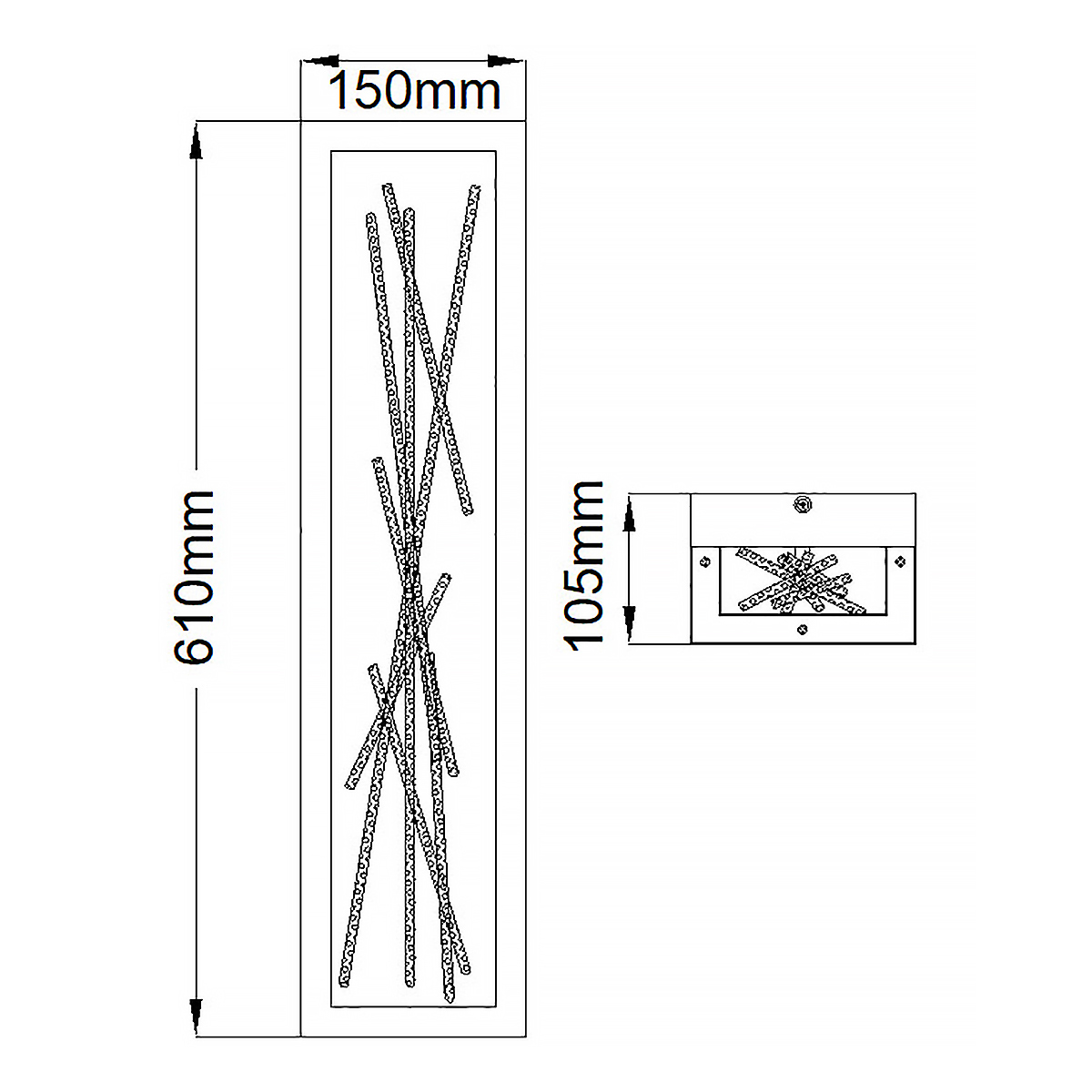 Бра в прямоугольной черной рамке с декором в виде ветвей в золотой отделке Hinkley в Сочи