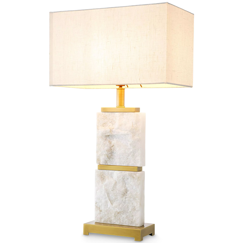 Настольная лампа Eichholtz Table Lamp Newton L Marble Кремовый Латунь Белый Мрамор Bianco в Сочи | Loft Concept 