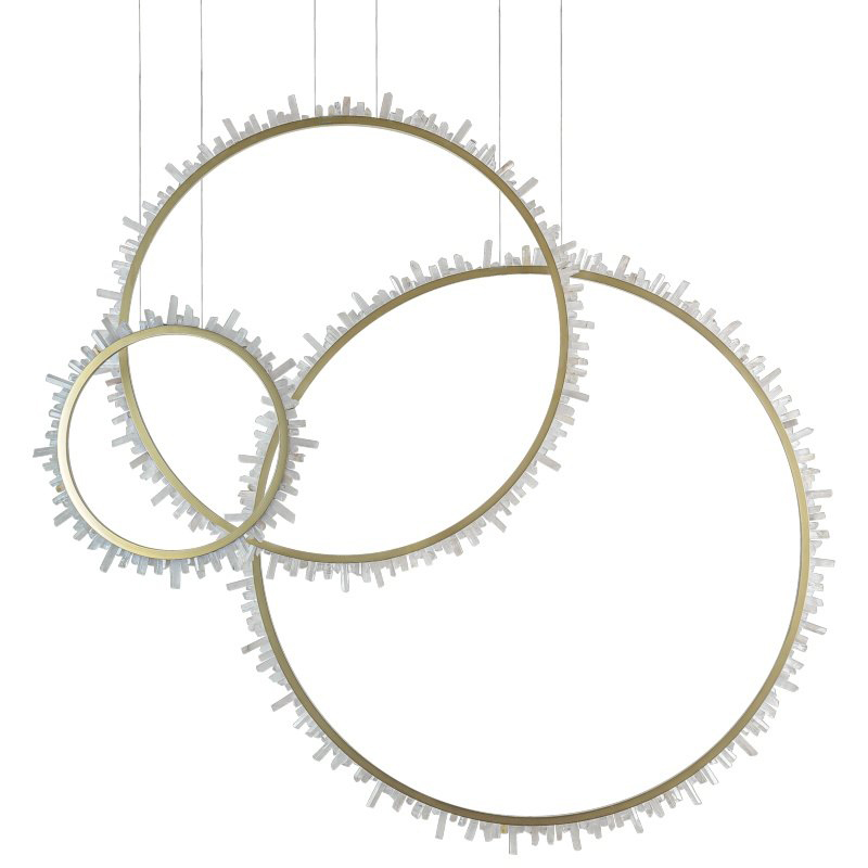 Люстра три кольца Vertical Crystal Gold Rings Chandelier Золотой Белый в Сочи | Loft Concept 