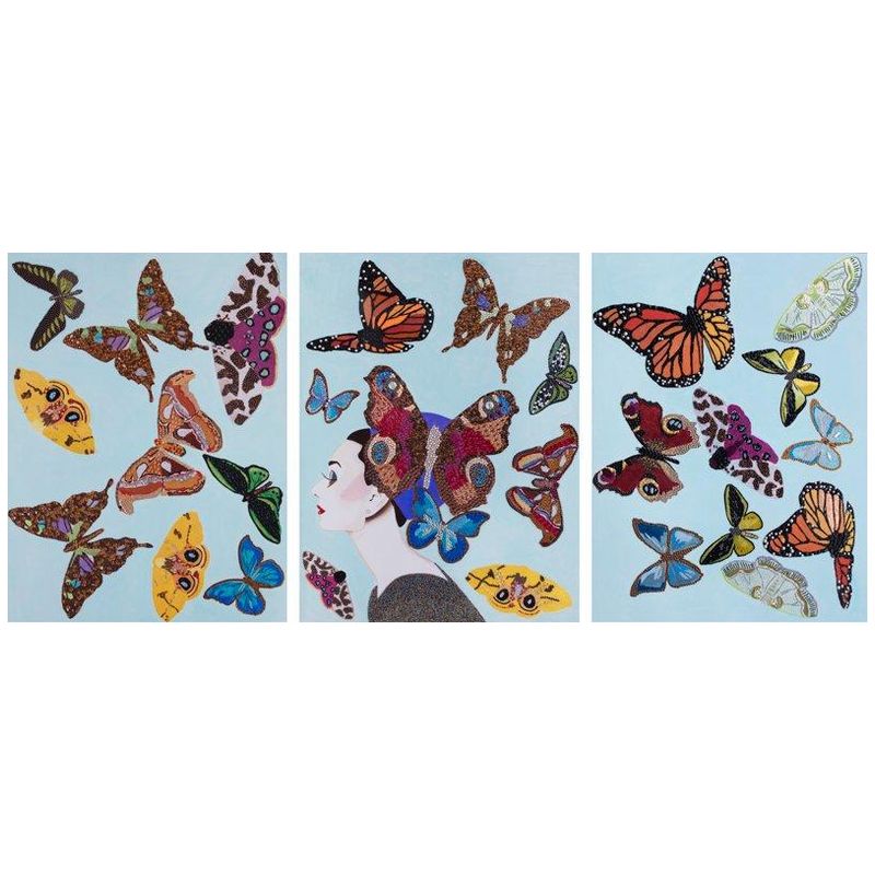 Картина Audrey with Swarming Butterflies Triptych Мульти в Сочи | Loft Concept 