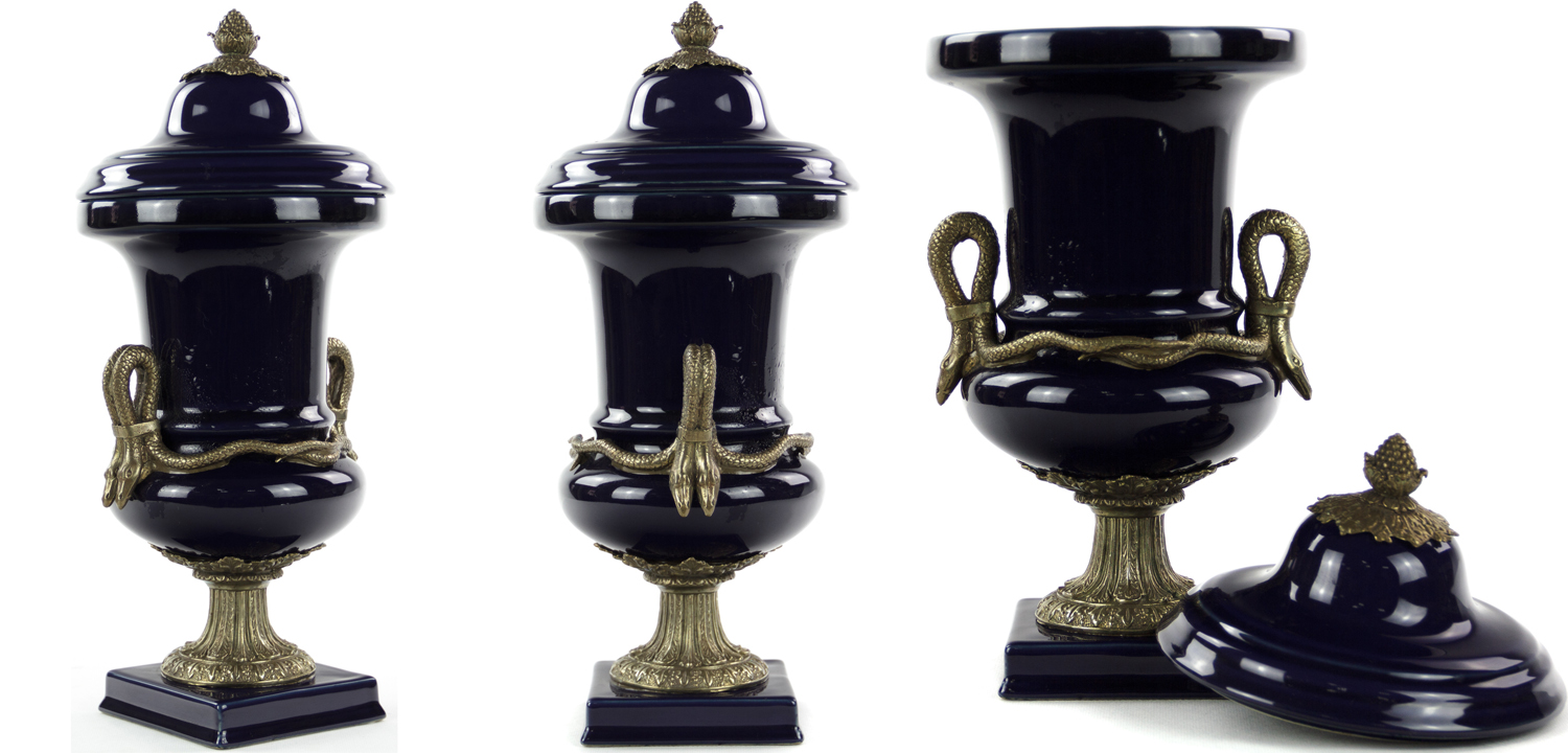 Ваза Selenia Blue Vase Bronze Serpents - фото №1