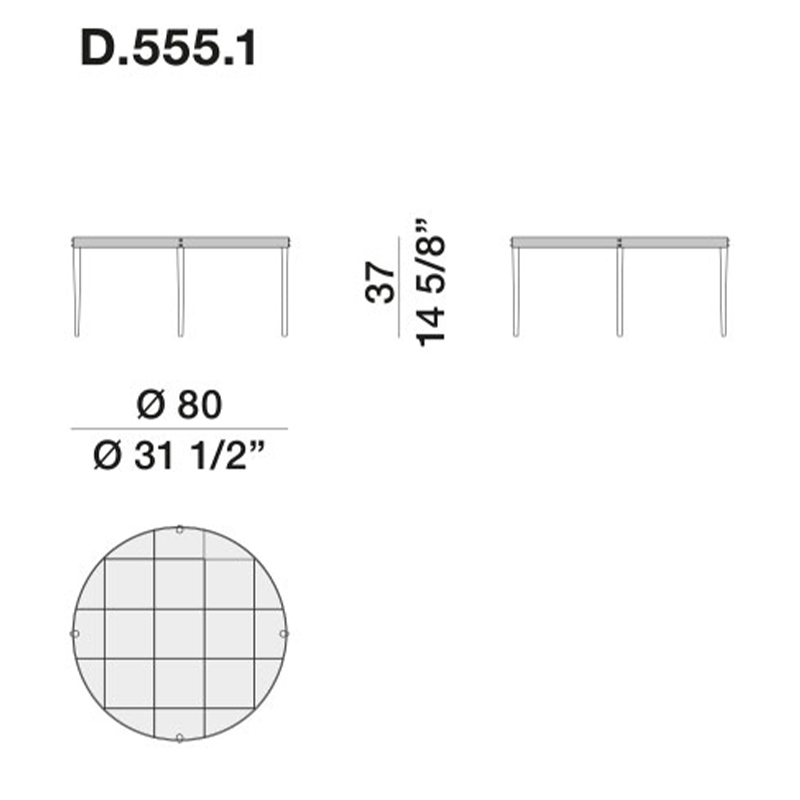 Дизайнерский круглый кофейный стол со стеклянной столешницей Gio Ponti D.555.1 Coffee Table в Сочи