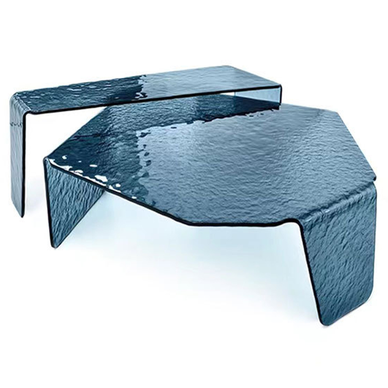 Комплект кофейных столиков Water Surface Glass Coffee Tables Синий в Сочи | Loft Concept 