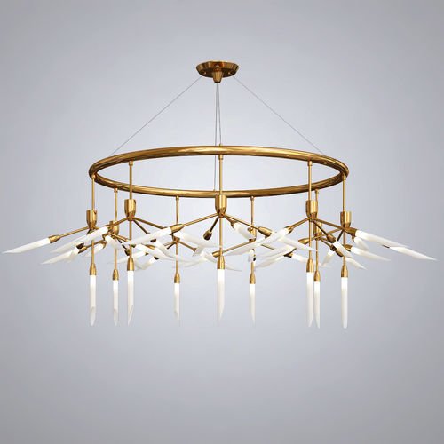 Люстра Spur Ring Chandelier Латунь Белый в Сочи | Loft Concept 