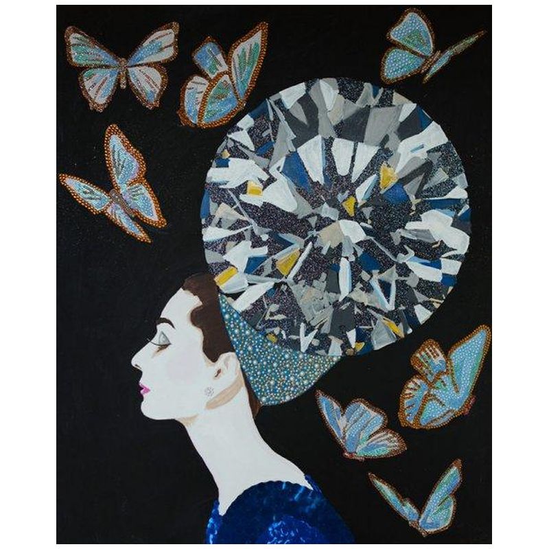 Картина Audrey with Diamond Headdress, Butterflies, and Black Background Мульти в Сочи | Loft Concept 