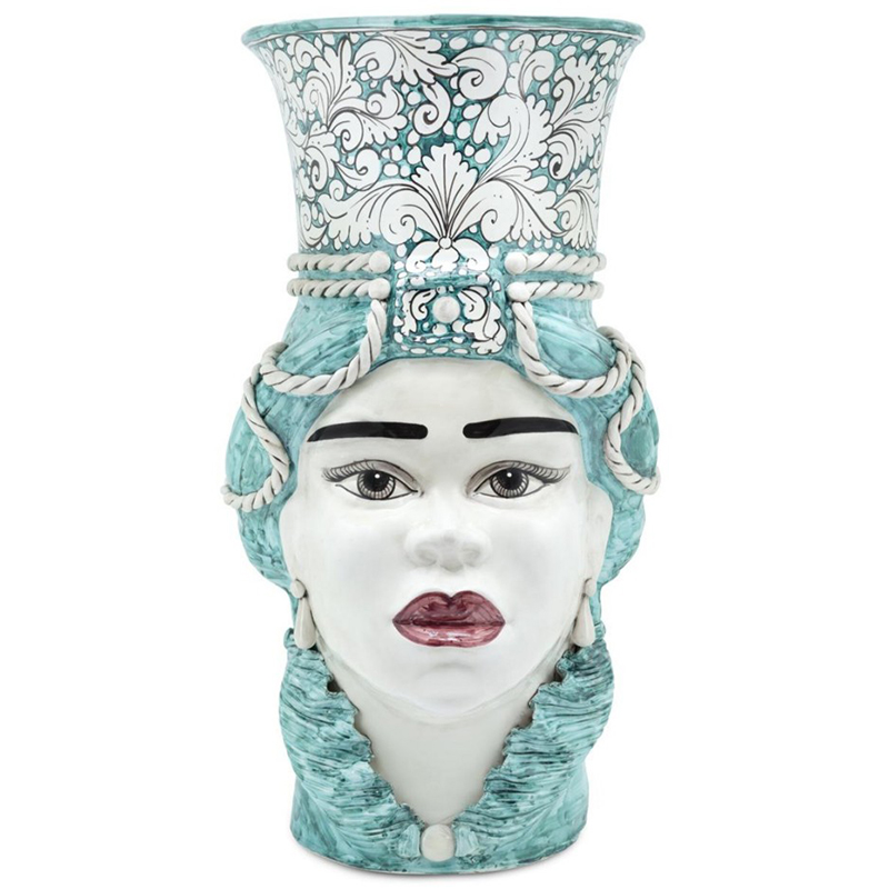 Ваза Vase Moro Lady Giant Ornate Malachite Бирюзовый Белый в Сочи | Loft Concept 