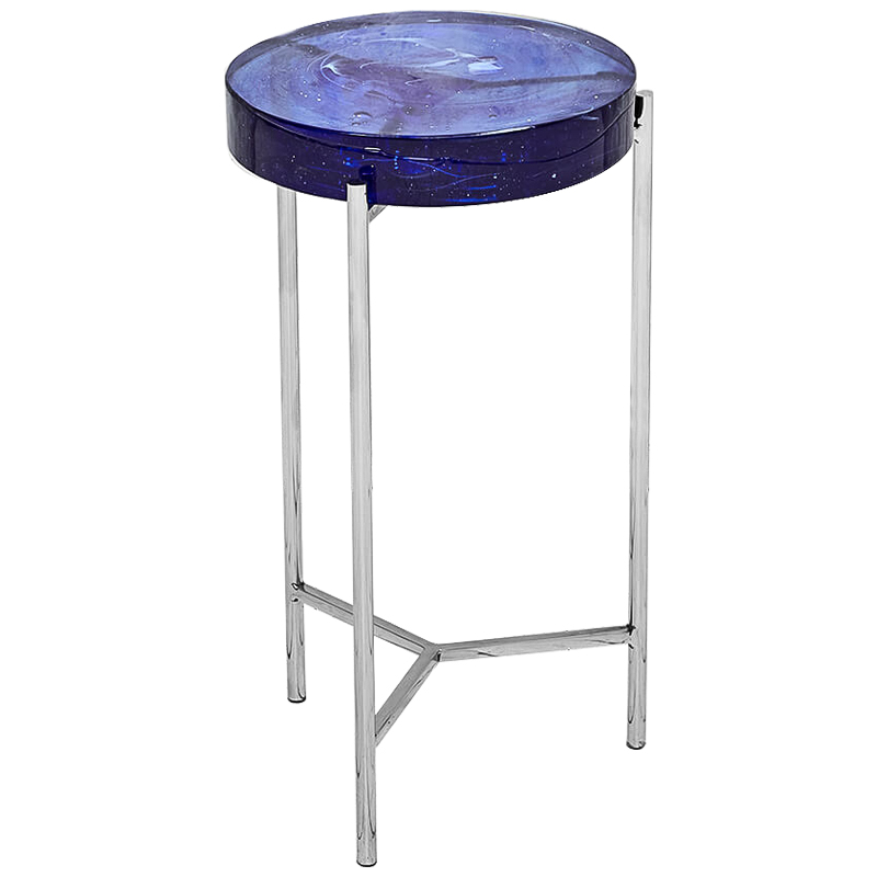 Приставной стол Blue Lollipop Side Table Синий Никель в Сочи | Loft Concept 