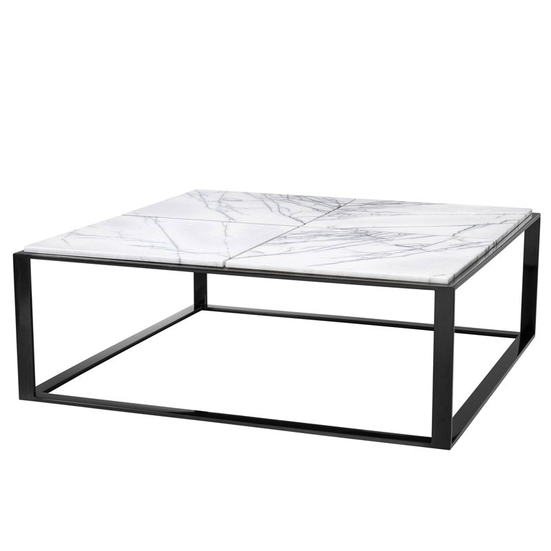 Кофейный стол Eichholtz Coffee Table San Ramon Черный Белый Мрамор Bianco в Сочи | Loft Concept 