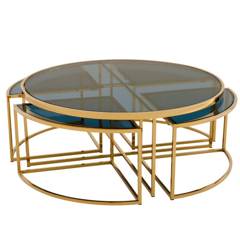 Кофейный стол Eichholtz Coffee Table Padova Gold Золотой Стекло Смок в Сочи | Loft Concept 