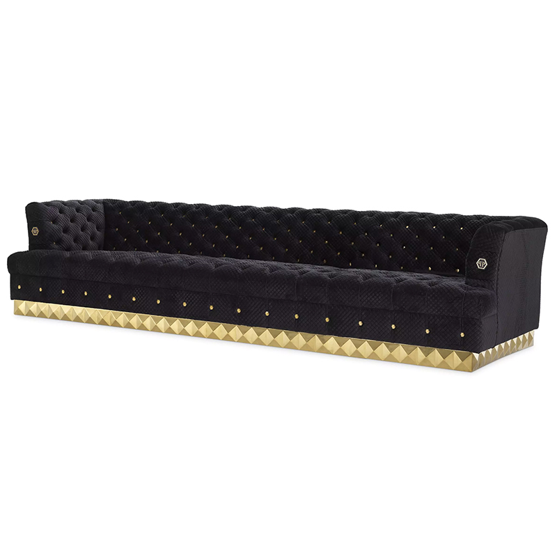 Диван Philipp Plein Sofa Rockstud L Черный Золотой в Сочи | Loft Concept 