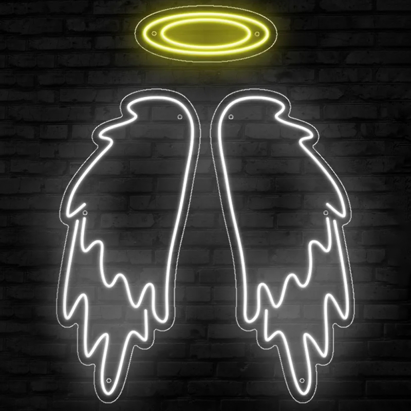 Неоновая настенная лампа White Wings Neon Wall Lamp Прозрачный Белый Желтый в Сочи | Loft Concept 