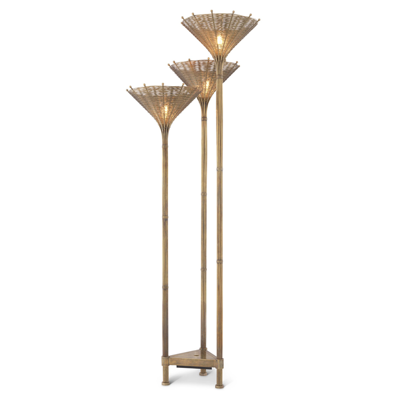 Торшер Eichholtz Floor Lamp Kon Tiki Triple Винтажная латунь в Сочи | Loft Concept 