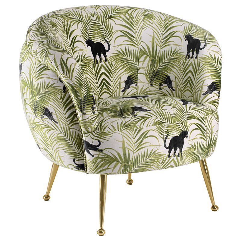 Кресло ARMCHAIR KELLIT Jungle Green Зеленый Глянцевое золото в Сочи | Loft Concept 