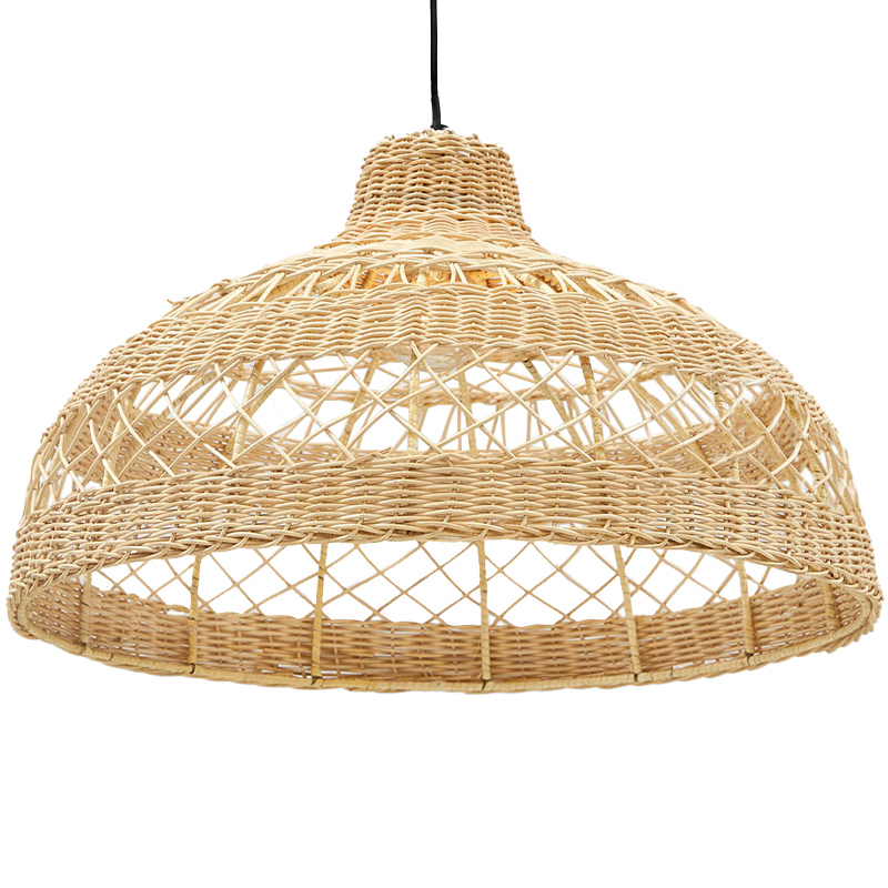 Подвесная люстра с плетеным абажуром Eman Wicker Chandelier Бежевый Черный в Сочи | Loft Concept 