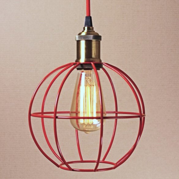 Подвесной светильник Wire Cage Pendant Ball Red Красный в Сочи | Loft Concept 