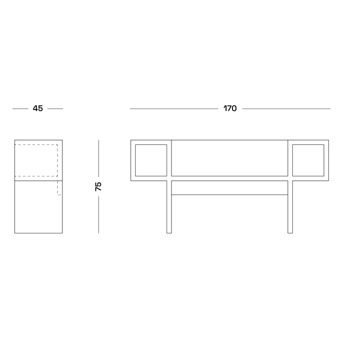 Дизайнерская разноцветная скамья Poltronova Canton Bench в Сочи