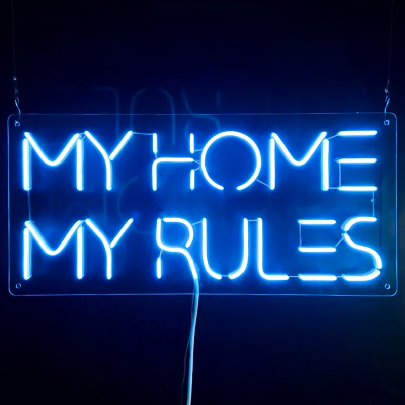 Неоновая настенная лампа My Home My Rules Neon Wall Lamp Синий Прозрачный в Сочи | Loft Concept 