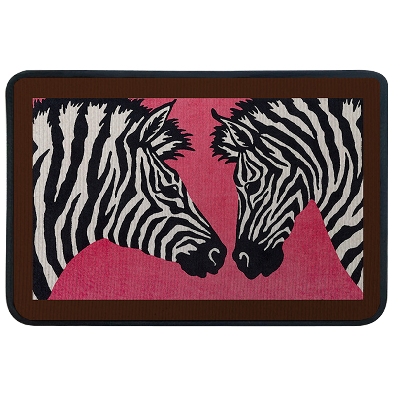 Ковер для прихожей и ванной Hermes Zebra Twins Rug Розовый Черно-белый в Сочи | Loft Concept 