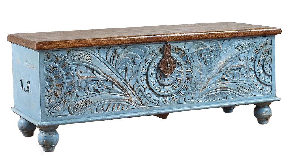 Сундук из массива манго большой Blue Mango II - фото №2