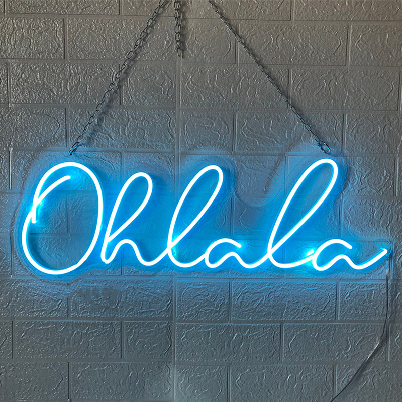 Неоновая настенная лампа Oh La La Neon Wall Lamp Синий Прозрачный Синий в Сочи | Loft Concept 