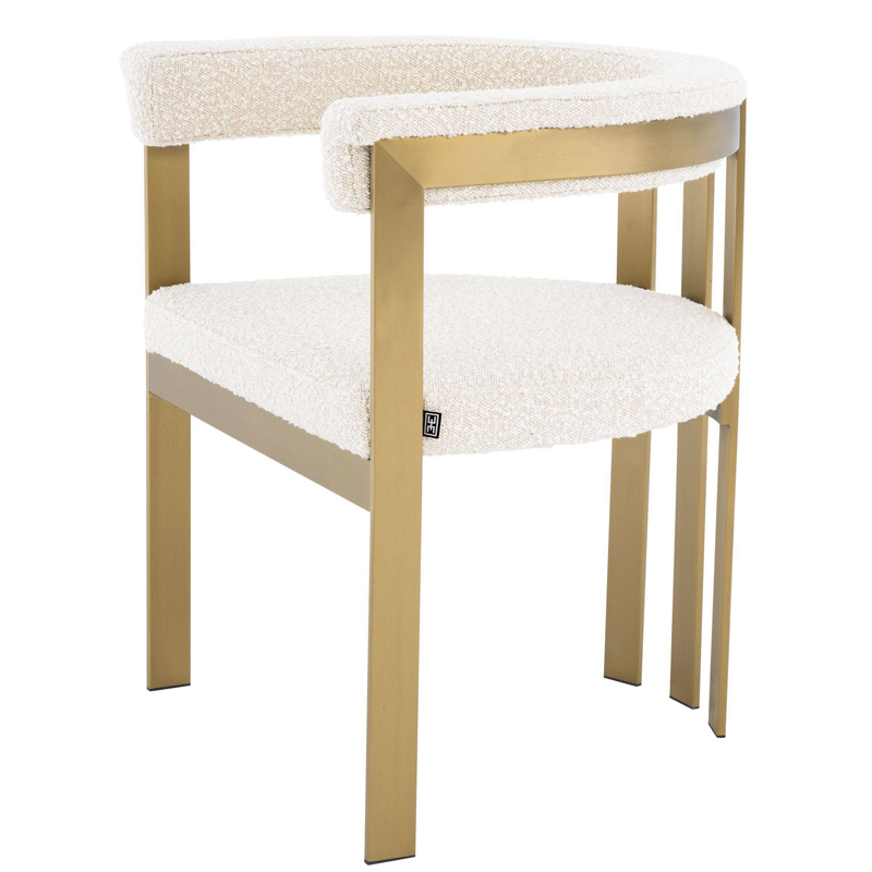 Стул Eichholtz Dining Chair Clubhouse boucle cream Кремовый Латунь в Сочи | Loft Concept 