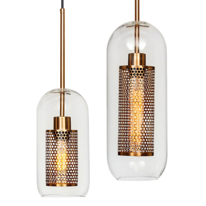 Perforation  Pendant Lamp Gold Oval Золотой Прозрачное Стекло в Сочи | Loft Concept 