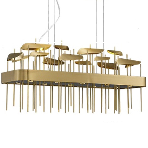 Светодиодная дизайнерская инсталляция ANODINE Perlina Rectangle  Chandelier Золотой в Сочи | Loft Concept 