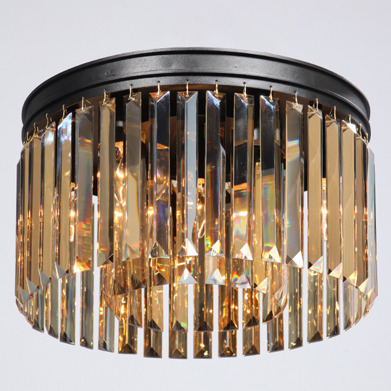 Потолочный светильник ODEON Amber GLASS Prism Round 2-TIER 40 см Черный в Сочи | Loft Concept 