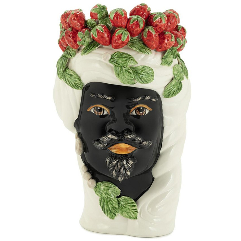 Ваза Vase Strawberries Head Man White Мульти Белый Красный Зеленый Черный в Сочи | Loft Concept 