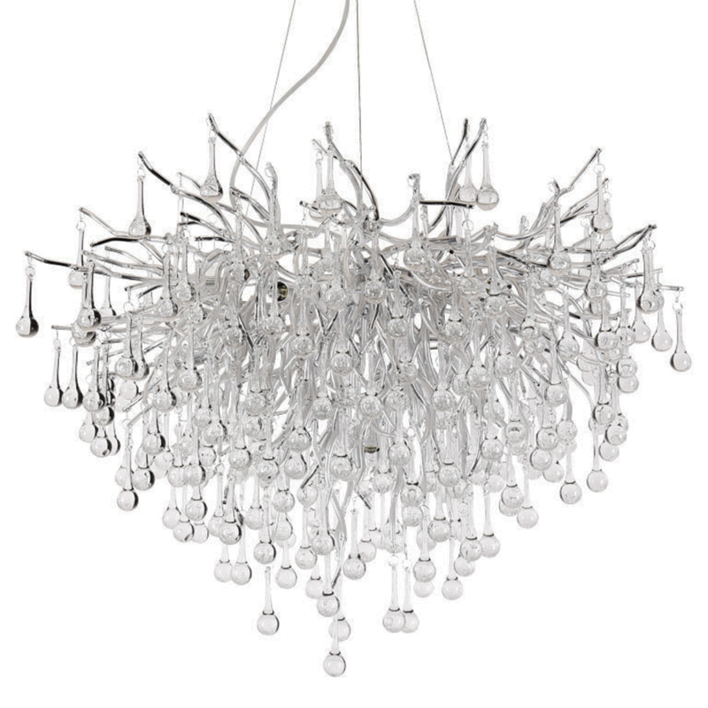 Люстра Droplet Chandelier Silver 80 Серебряный Прозрачное Стекло в Сочи | Loft Concept 