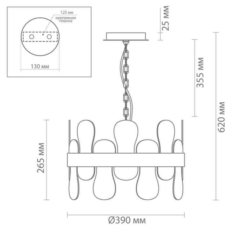 Люстра Eve Chandelier фигурное стекло диаметр 40 см в Сочи