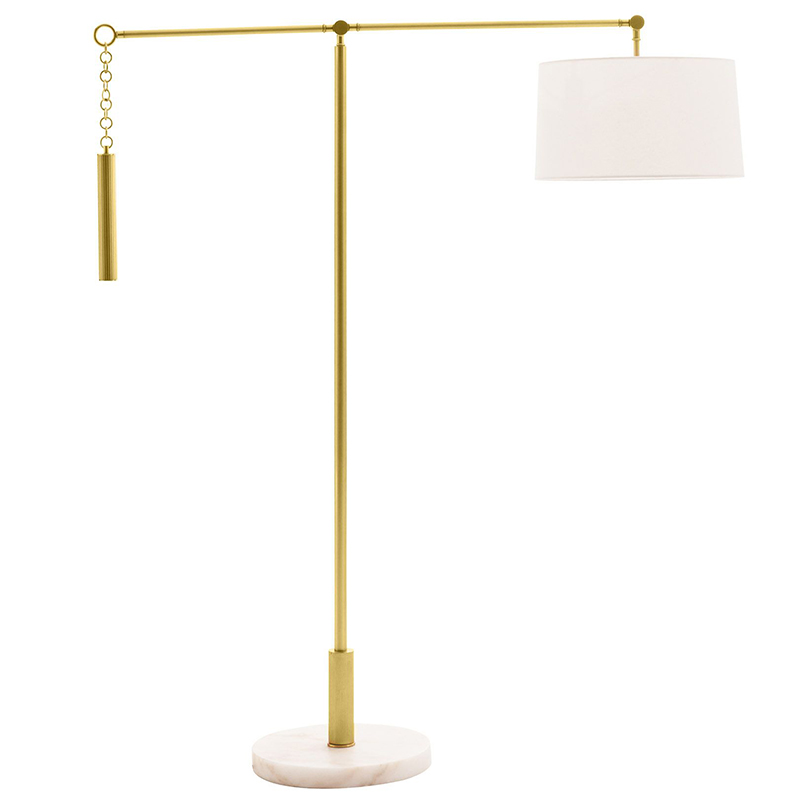 Торшер Arteriors NEWARK FLOOR LAMP Латунь Белый в Сочи | Loft Concept 