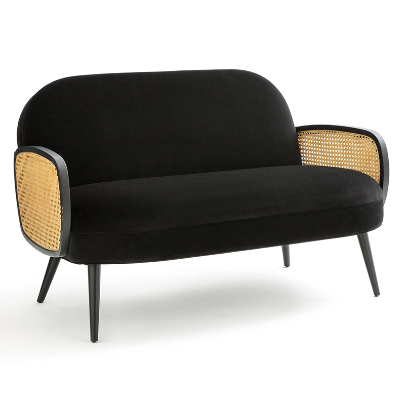 Диван Morten Wicker Black Sofa Черный Черный в Сочи | Loft Concept 