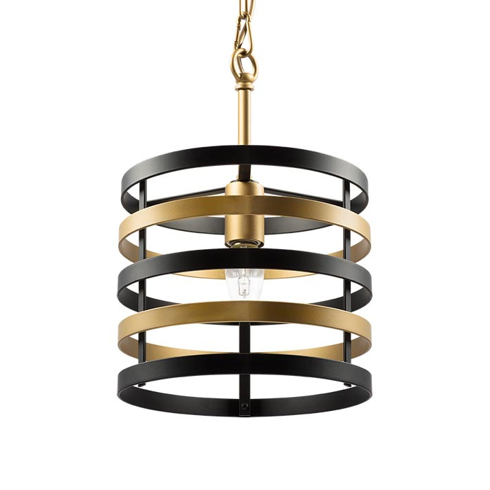 Подвесной светильник Gold Stripes Chandelier Черный Золотой в Сочи | Loft Concept 