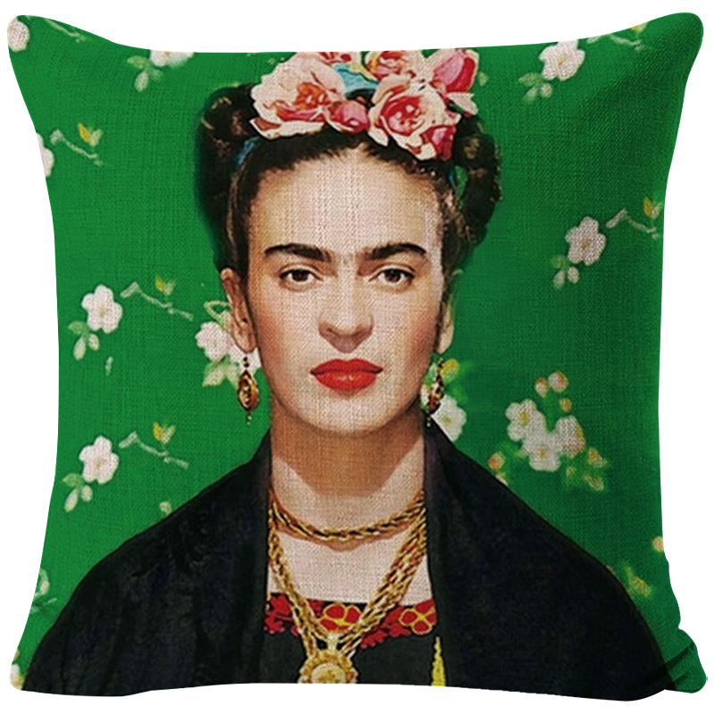 Декоративная подушка Frida Kahlo 8 Зеленый Мульти в Сочи | Loft Concept 