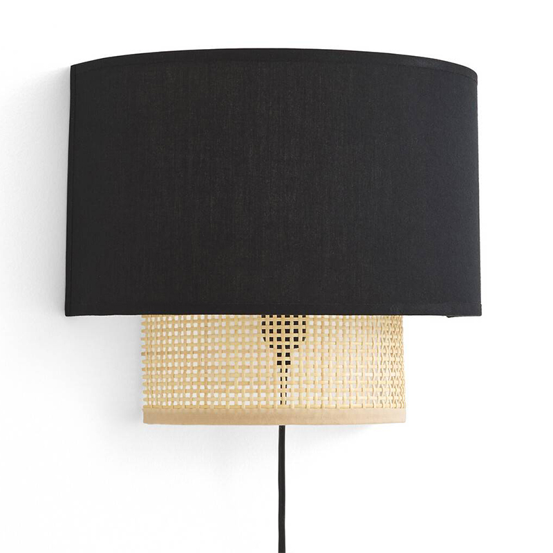 Бра Ottar Wicker Black lampshade Бежевый Черный в Сочи | Loft Concept 