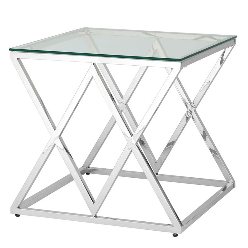 Стол приставной Geometry Rhombus Silver Серебряный Прозрачное Стекло Стол приставной Geometry Rhombus Silver Серебряный Прозрачное Стекло в Сочи | Loft Concept
