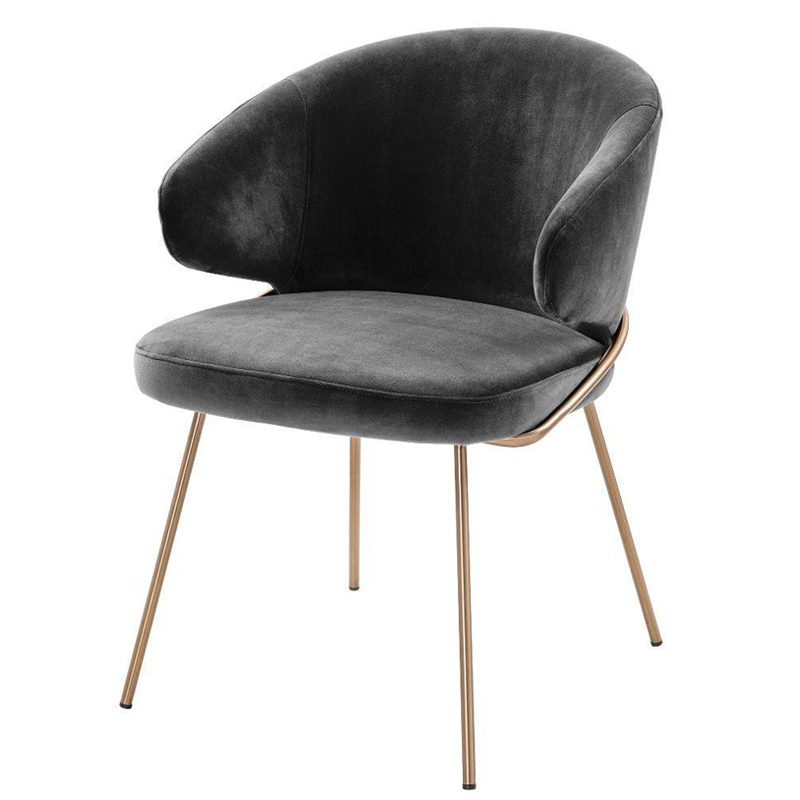 Стул Eichholtz Dining Chair Kinley dark grey Серый Латунь в Сочи | Loft Concept 