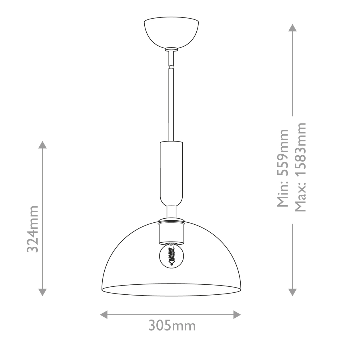 Подвесной светильник с прозрачным полусферическим стеклянным плафоном Alora Mood  в Сочи