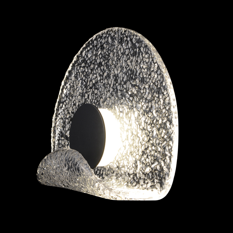 Бра из текстурированного прозрачного стекла с изогнутым краем Textured Glass  Черный Прозрачное Стекло в Сочи | Loft Concept 