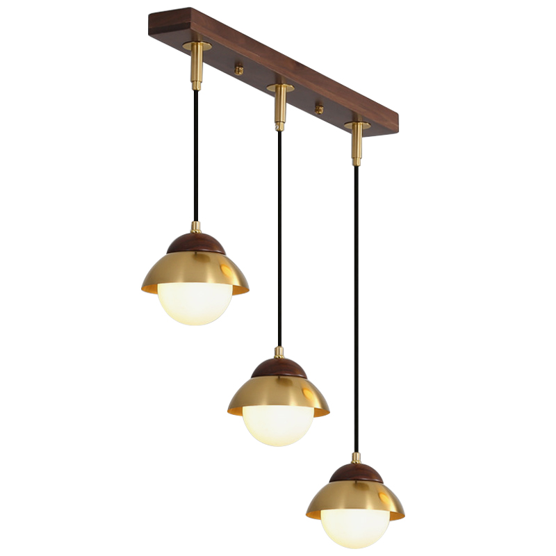 Линейный светильник Roch Linear Pendant Wooden Eco Light Белый Коричневый Латунь в Сочи | Loft Concept 