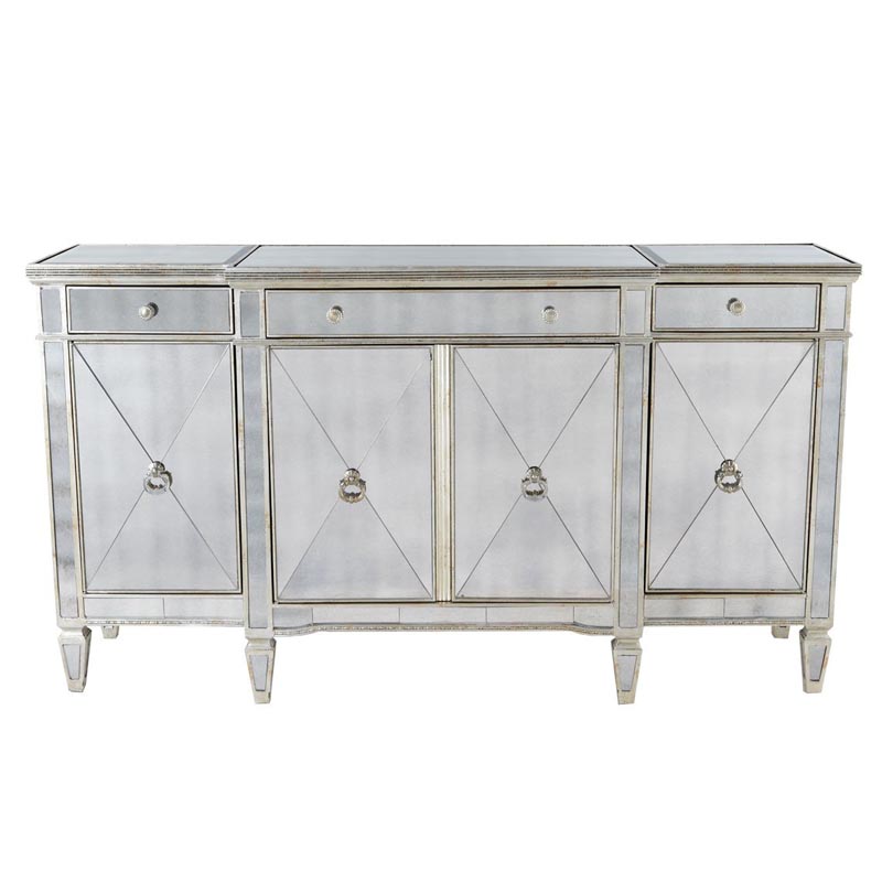 Комод зеркальный Celso Mirrored Chest of drawers 3 ящика и 4 дверцы Зеркало в Сочи | Loft Concept 