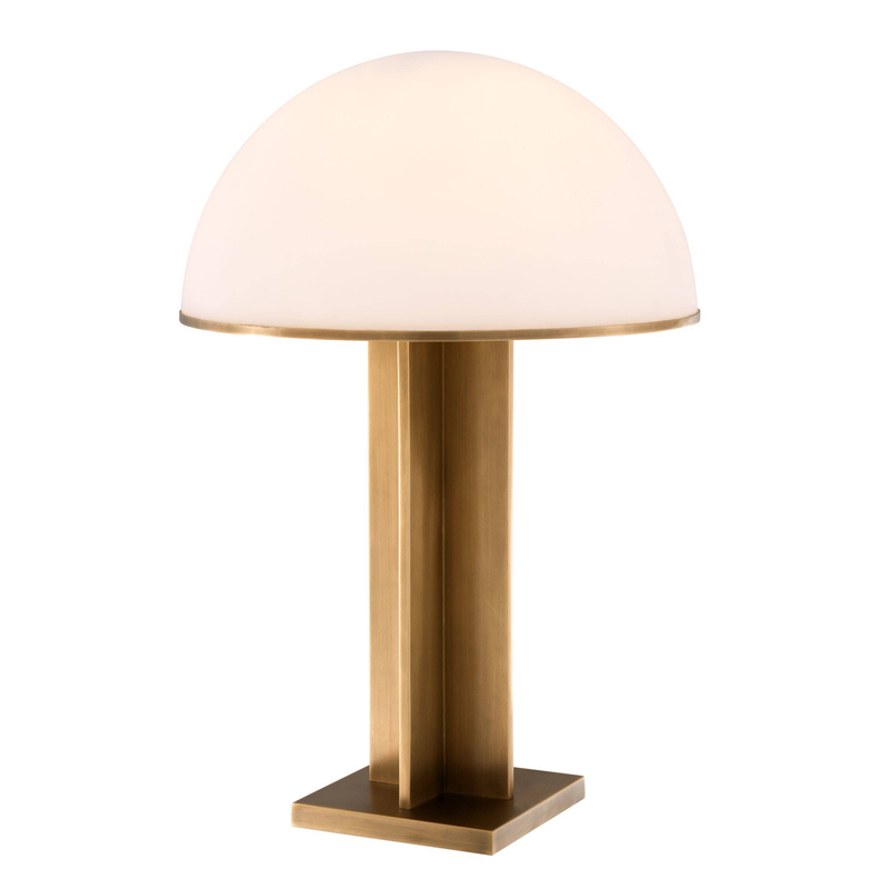 Настольная лампа Eichholtz Table Lamp Berkley Латунь Античная полированная Белое матовое стекло в Сочи | Loft Concept 