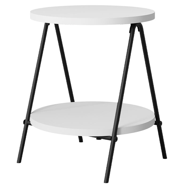 Стол приставной с 2-мя круглыми белыми столешницами ESSEL SIDE TABLE WHITE Белый Черный в Сочи | Loft Concept 