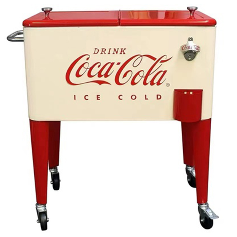 Куллер Retro Metal Coca-Cola Cooler Красный (Red) Бежевый в Сочи | Loft Concept 